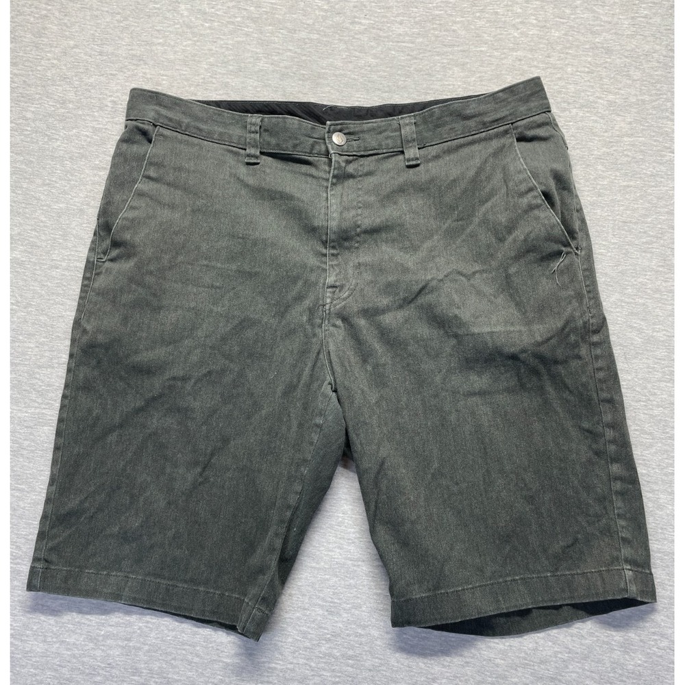 Volcom‎ Frickin Chino Shorts Mens 37 Gray Dark Wash Cotton Stretch Slash Pockets